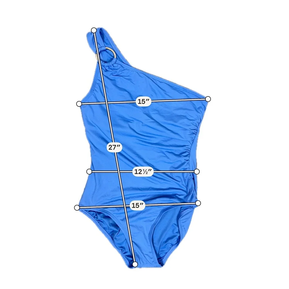 Michael Kors Blue One Shoulder One Piece Swimsuit - SIZE est. M Underwire Summer
